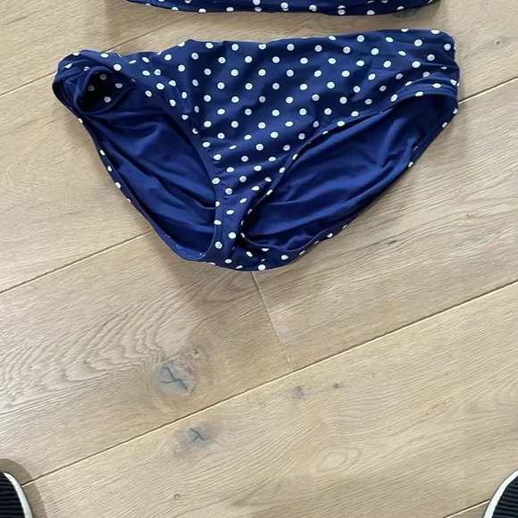 Bond Eye Australia Navy & White Polka Dot Swimsuit Tankini Top & Bottom size 10 - Picture 3 of 8